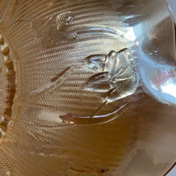 EUC VTG JEANNETTE LOUISA IRIDESCENT FLORAGOLD RUFFLED RIM BOWL CARNIVAL GLASS - Picture 5 of 9